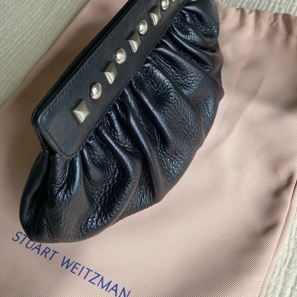 Authentic Stuart Weitzman black leather clutch, size approximately 9,5 - 6,5 “ - Picture 2 of 7